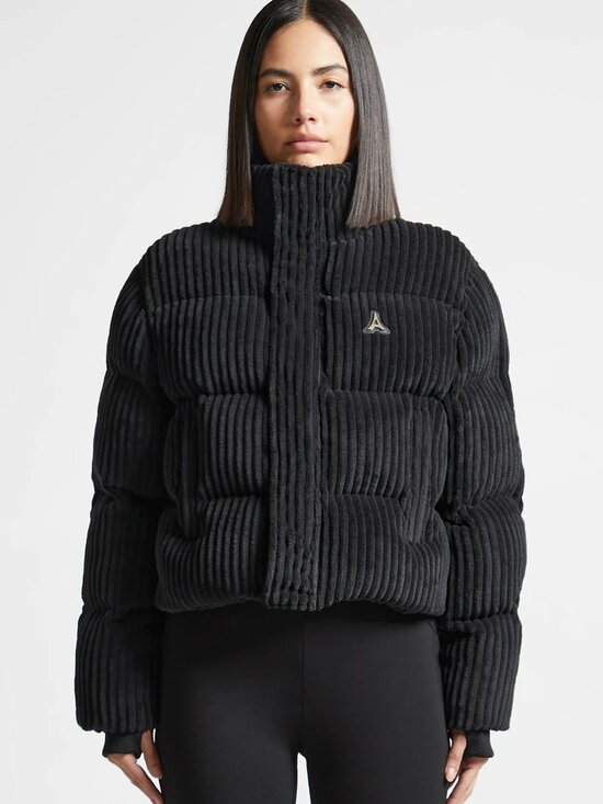 Maniere De Voir Jackets & Blazers - Manière De Voir Velvet Cropped Puffer Jacket Size 2 Black Luxe Parisian Chic EUC